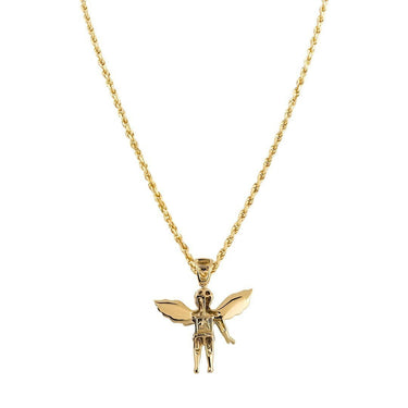 White, Yellow 10k Yellow Gold Angel Pendant 0.25 Ctw